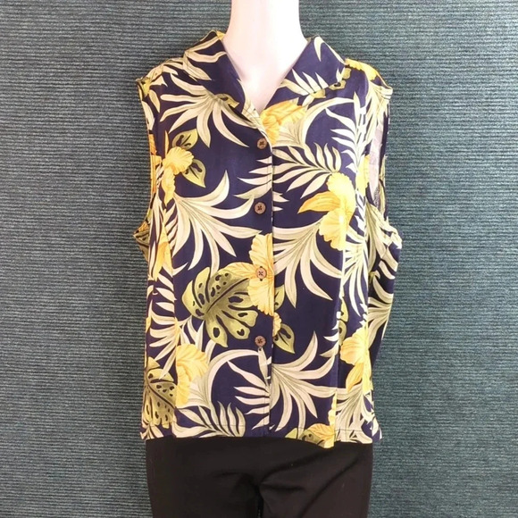 Kitty Rescue! Jamaica Bay Ladies Sleeveless Hawaiian Shirt 100% Rayon - Picture 2 of 12